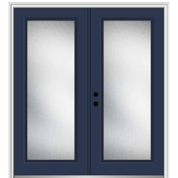 MMI Door 64 in. x 80 in. Micro Granite Right-Hand Inswing Full Lite Decorative Painted Fiberglass Smooth Prehung Front Door