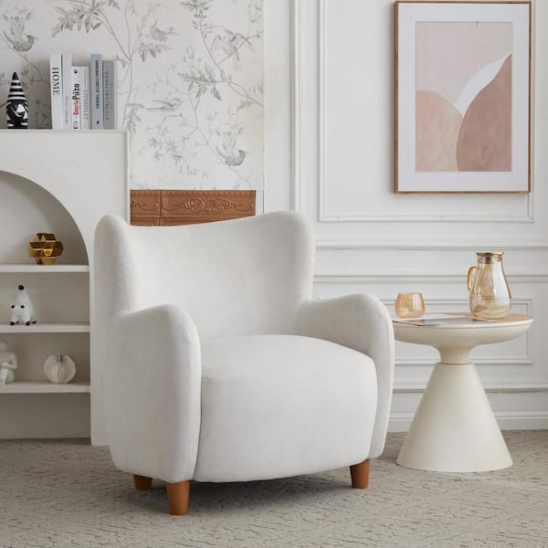 Noble House Bacho Modern Indoor Off-white Fabric Upholstery Wingback Accent Chairs