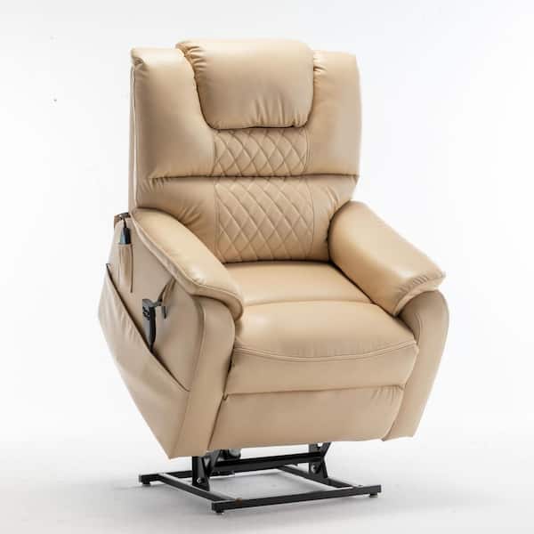 Trevor Triple Power Recliner Genuine Leather Glider Rock Chair Lumbar  Support