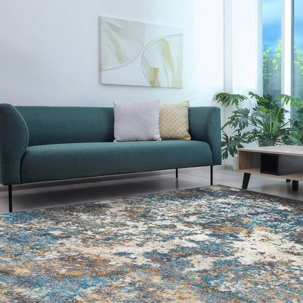 Luxe Weavers Beverly Collection Blue 4x5 Modern Abstract Area Rug