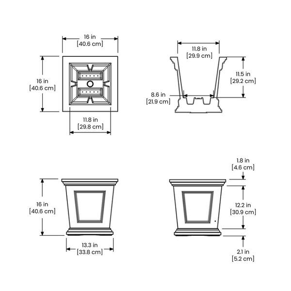 Mayne Fairfield 16 in. Square Self-Watering Espresso Polyethylene