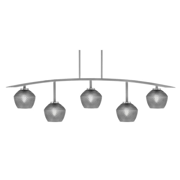 Unbranded Siena 51.25 in. 5-Light Graphite Chandelier with 6 in. Smoke Textured Glass Shades, no bulbs included