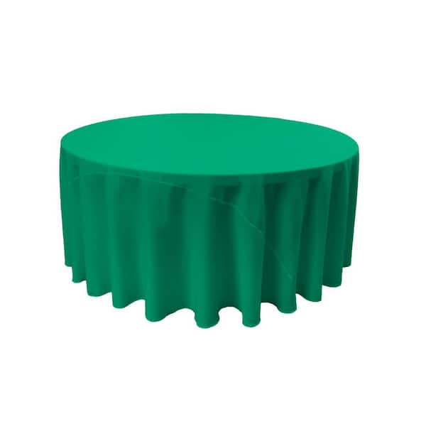 LA Linen 120 in. Jade Polyester Poplin Round Tablecloth