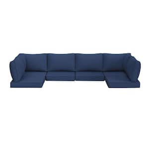 25.6 in. x 25.6 in. x 4 in. (14-Piece) Deep Seating Outdoor Sectional Cushion Corner Set Navy Blue