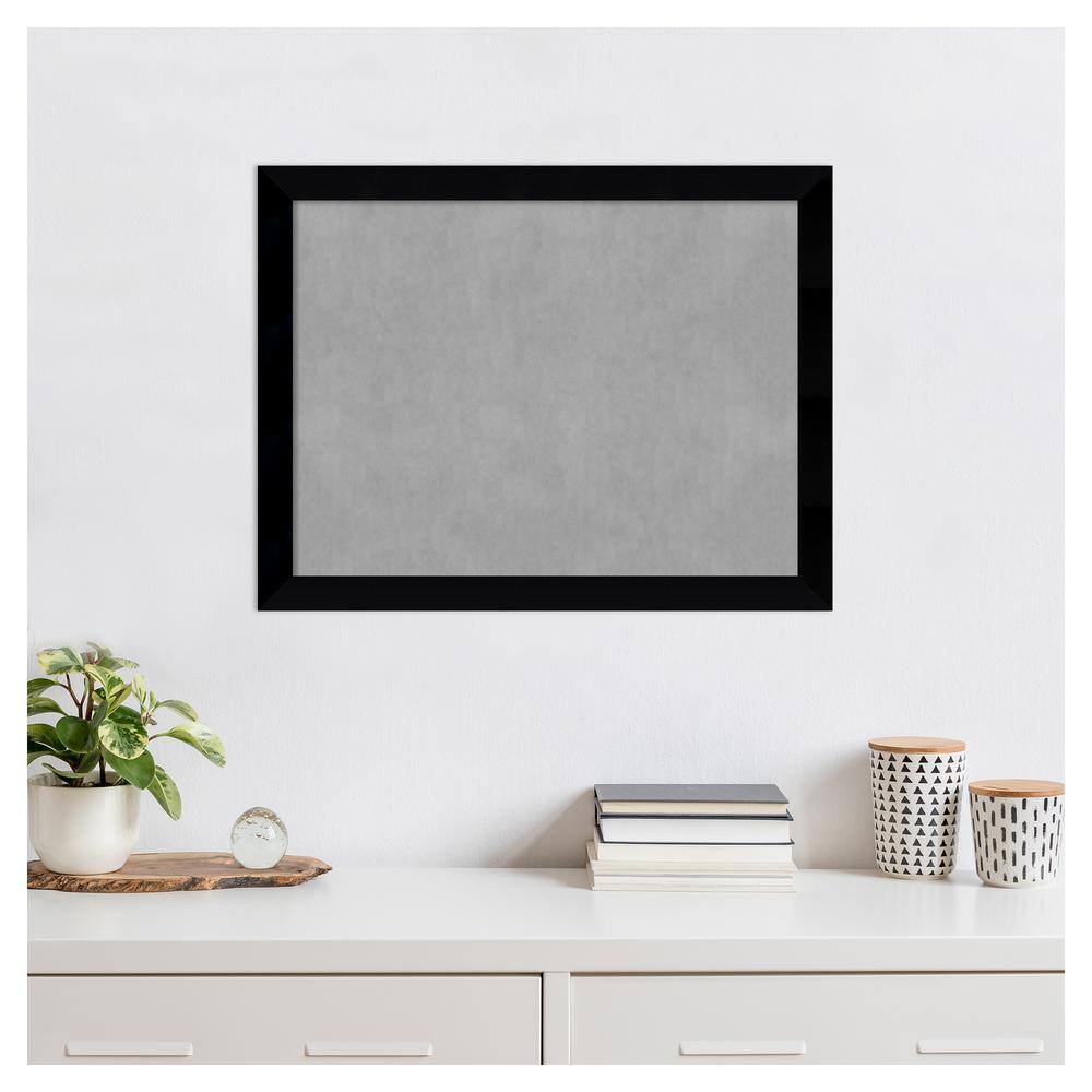 Modern Grey Magnetic Memo Board with Black Wood Frame
