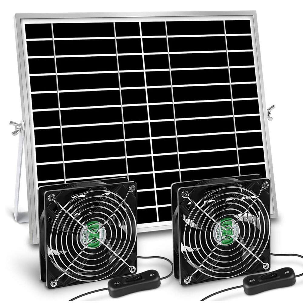 Solar-Powered Dual Fan for Sheds, Greenhouses, and Outdoor Use with IPX7 Waterproofing price history on PriceWatchPro
