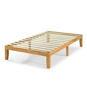 Brown Natural Wood Frame Twin Platform Bed