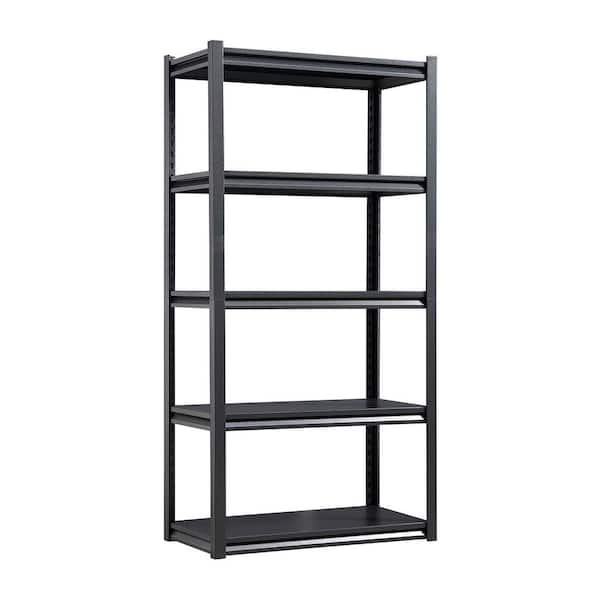 5-Shelf Metal Shelves Pantry Organizer Storage Adjustable Garage Industrial Shelving Unit Storage Utility Rack, Black