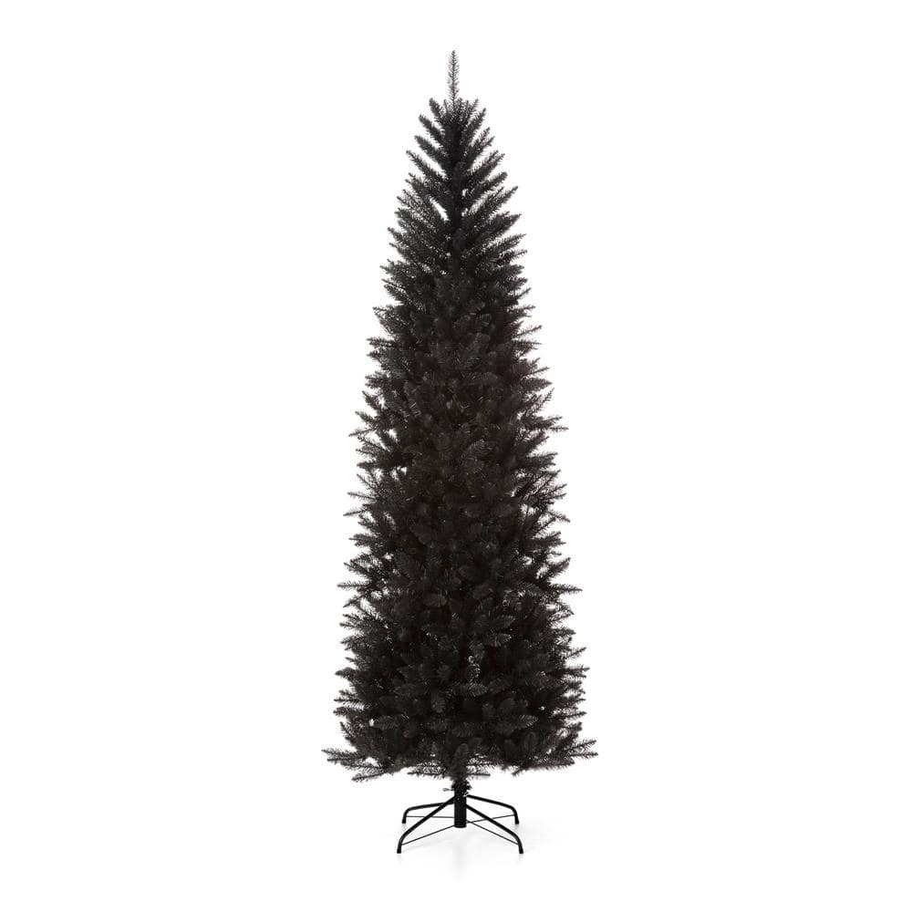 Glitzhome 7.5 ft. Black Tinsel Artificial Christmas Tree