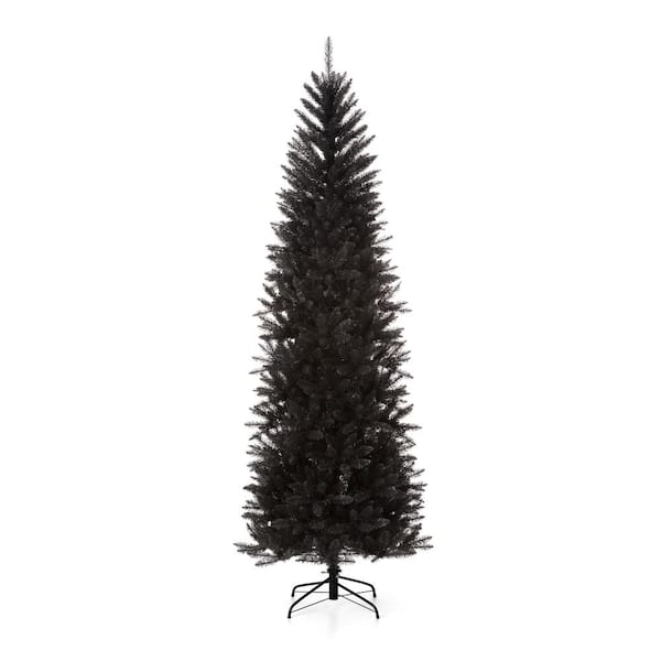 Glitzhome 7.5 ft. Black Tinsel Artificial Christmas Tree