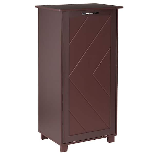 VECELO Kitchen Trash Bin Cabinet Brown Wood 20.47 in. Buffet 