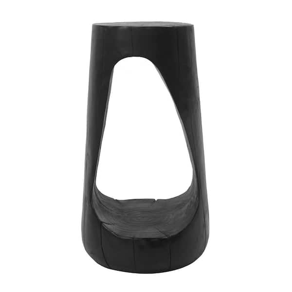Wood Like Texture Black Hollow Design End Table for Patio