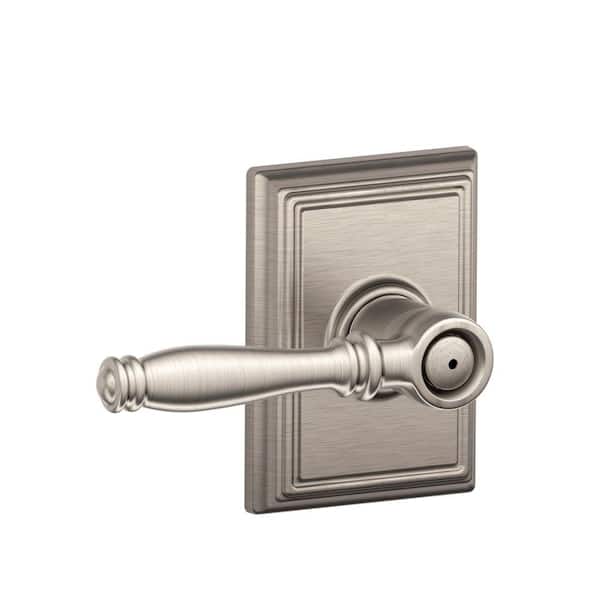 Schlage Birmingham Satin Nickel Privacy Bed/Bath Door Handle with Addison Trim
