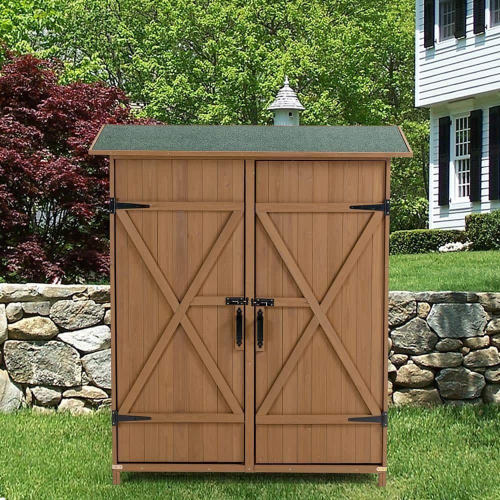 4.67 ft. W x 1.7 ft. D Wood Outdoor Storage Shed w/Lockable Door Detachable