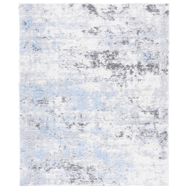 Lindsay Shag 8 ft. x 10 ft. Gray/Blue Ivory Patchy Abstract Area Rug
