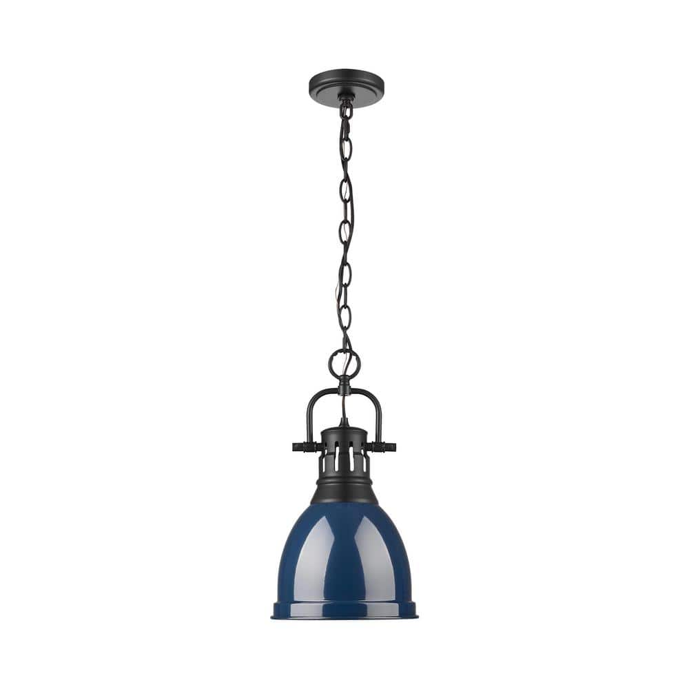 Duncan 100-Watt 1-Light Matte Black Pendant Light with Blue Shade and No Bulbs Included price history on PriceWatchPro