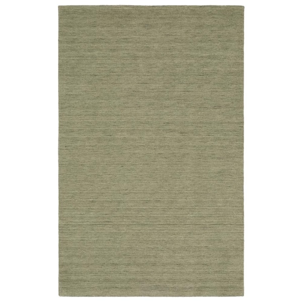 Allaire Sage 6 ft. x 9 ft. Solid Heathered Hand-Made 100% Wool Indoor Area Rug