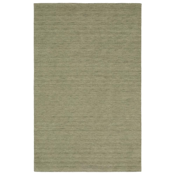 Allaire Sage 10 ft. x 13 ft. Solid Heathered Hand-Made 100% Wool Indoor Area Rug