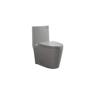 Power Flush 1-Piece 1.1/1.6 GPF Dual Flush Elongated 15.6 in. Toilet in Light Gray, Slow-Close Seat Included