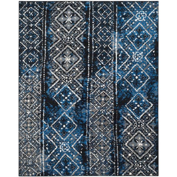 SAFAVIEH Adirondack Blue/Black 8 ft. x 10 ft. Border Area Rug
