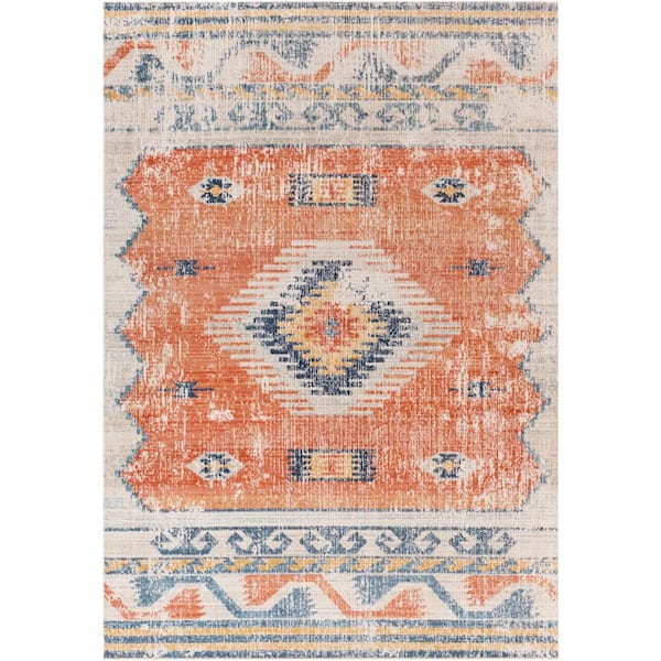 Livabliss Dewitt Burnt Orange 5 ft. x 7 ft. Indoor/Outdoor Area Rug