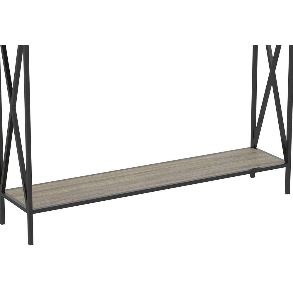 39.5" Black Metal and Dark Taupe Wood Console Table with Storage