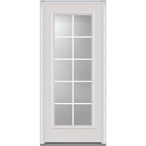 36 in. x 80 in. Severe Weather Internal Grilles Left-Hand Full Lite Clear Primed Fiberglass Smooth Prehung Front Door