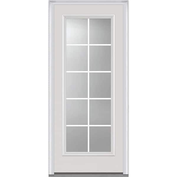 MMI Door 36 in. x 80 in. Severe Weather Internal Grilles Right-Hand Full Lite Clear Primed Fiberglass Smooth Prehung Front Door