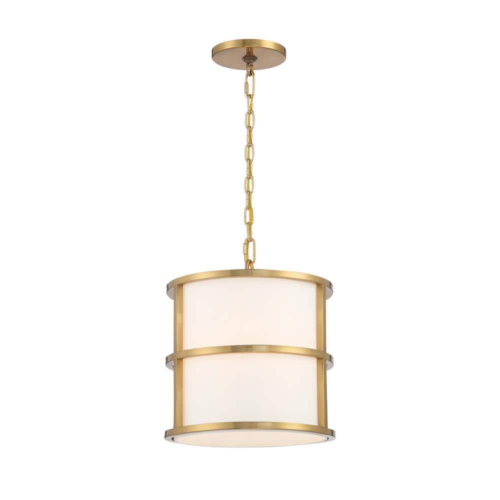 Hulton Luxe Gold Mini Drum Silk Shade 3-Light Pendant