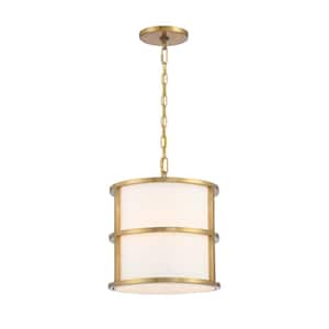 Hulton 3-Light Luxe Gold Pendant with Silk Shade