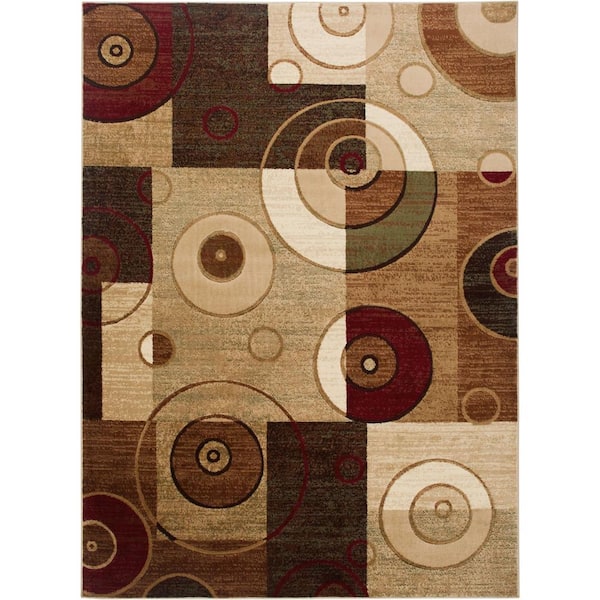 Home Dynamix Tribeca Brown/Multi 3 ft. x 5 ft. Geometric Area Rug