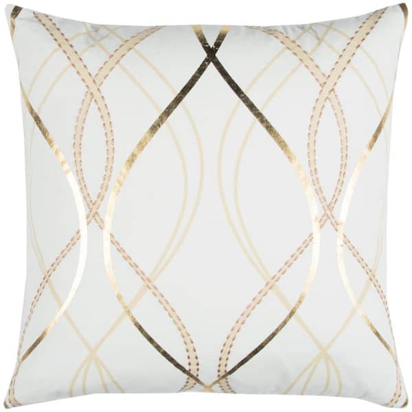 Shop Donny Osmond Home White and Gold Geometric Polyester 20 in. x 20 in. Throw Pillow from Home Depot on Openhaus