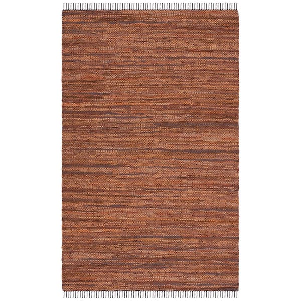 Vintage Leather 5 ft. x 8 ft. Light Brown Solid Marle Area Rug