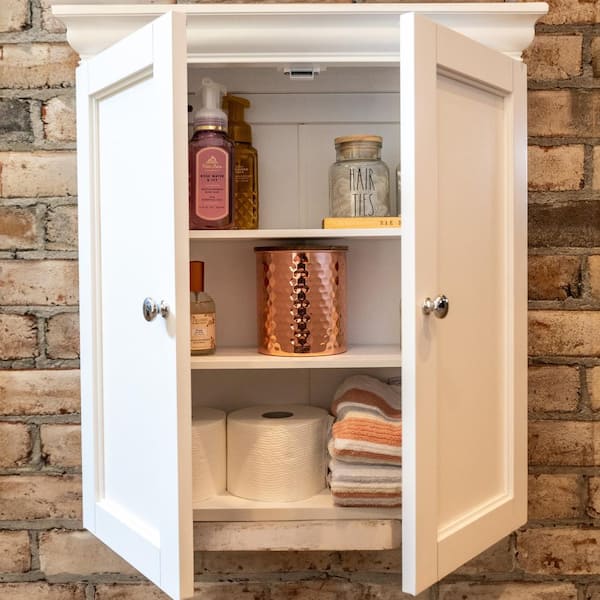 Teamson Home Stratford 22.25-in x 24-in x 8-in White Bathroom Wall Cabinet