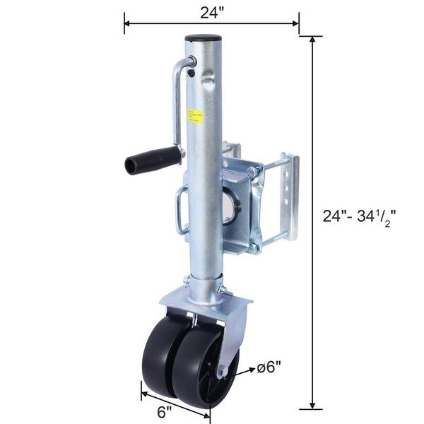 1500 lb. Weight Capacity Trailer Jack with PP Wheels and Handle