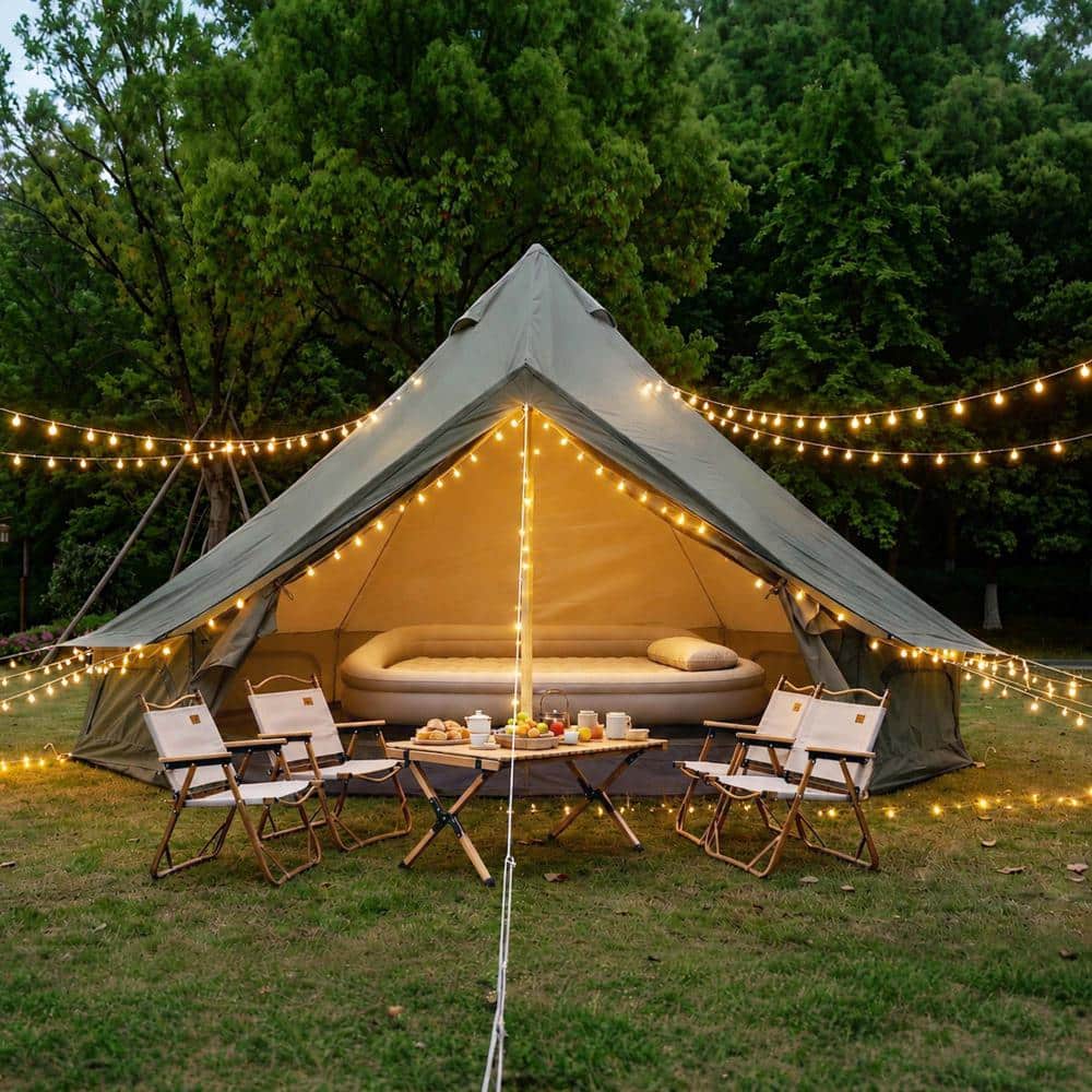 9.8 ft. x 9.8 ft. Green Camping Tent with Stove Jack for 3-4 People price history on PriceWatchPro