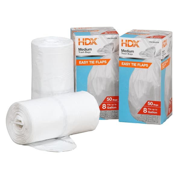 HDX 8 Gal. Flap Tie Medium Kitchen Trash Bags (50-Count