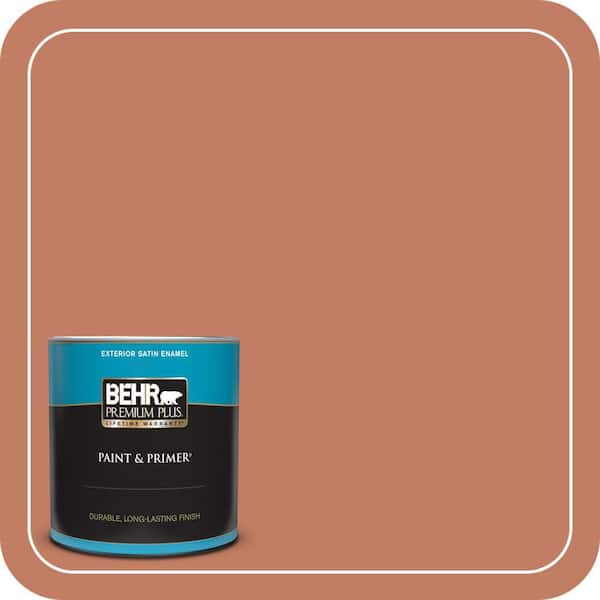 BEHR PREMIUM PLUS 1 qt. #220D-6 Miami Spice Satin Enamel Exterior Paint & Primer