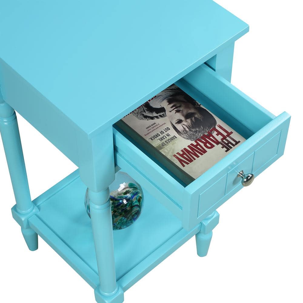 French Country Khloe Sea Foam Accent Table with Storage Shelf