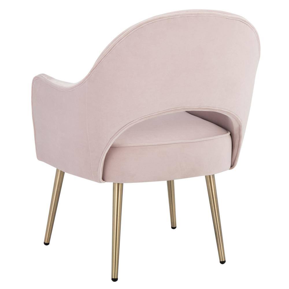 Evelyn Light Pink Velvet Accent Chair with Tapered Gold Legs