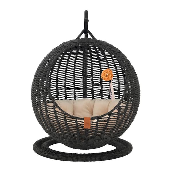 Sam's Pets Nala Rattan Hanging Cat Condo Black