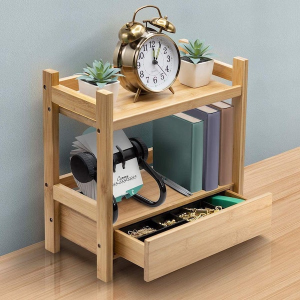 バンブーシェルフ Sorbus 2-Tier Bamboo Shelving Unit (12.62 in. H x 6.37 in. W x