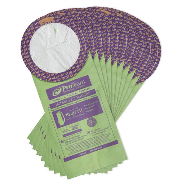 thumbnail image 2 of 10-Pack Vacuum Micro Filter Paper Bags For Proteam 100431 – Fits Provac, Gocartvac, Quartervac 2 of 6
