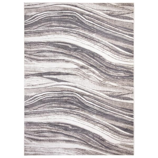 Concord Global Trading Jefferson Collection Marble Stripes Gray 8 ft. x 10 ft. Area Rug