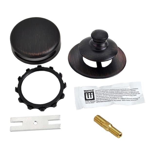 Watco Universal NuFit Push Pull Tub Stopper, Innovator Overflow, Silicone, Combo Pin and Non-Grid, Oil-Rubbed Bronze
