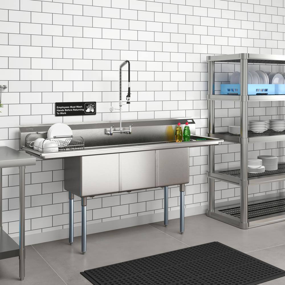 75'' Stainless Steel Triple Bowl Commercial Kitchen Sink