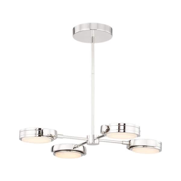 ALORA Blanco 28 in. 1 Light 61-Watt Polished Nickel/Alabaster Integrated LED Pendant Light