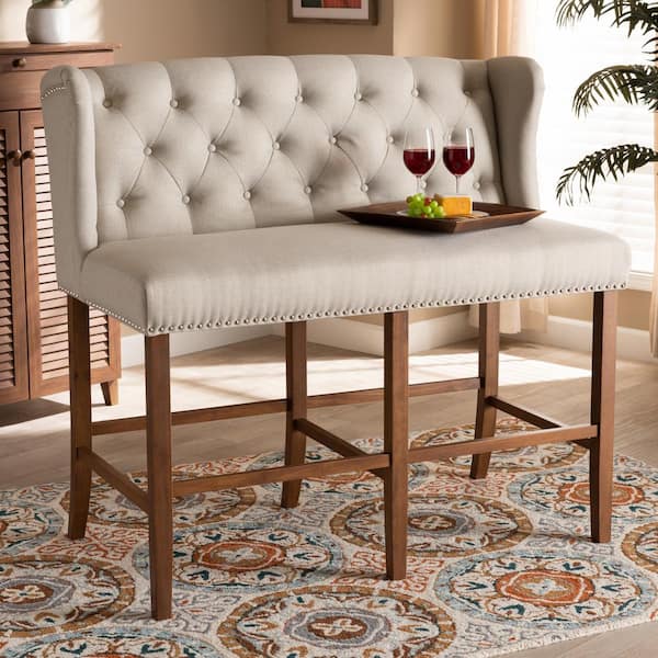 Alira 31 in. Beige Bar Stool Bench