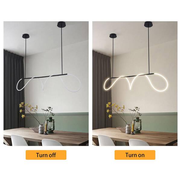 OUKANING 60-Watt 1-Light Black Modern Linear Island