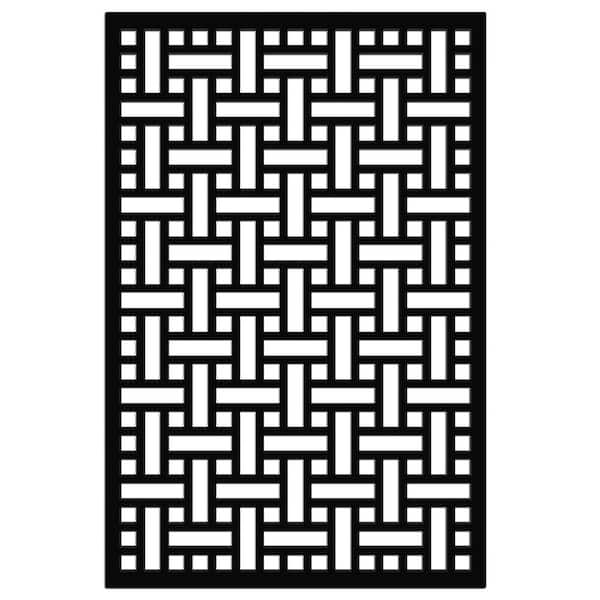 Acurio Latticeworks Crosshatch 4 ft. x 32 in. Black Squares/Rectangles Vinyl Lattice Decorative Screen Panel